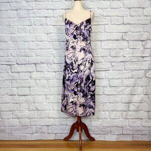 AFRM Katica Purple Satin Marble Print Slip Dress